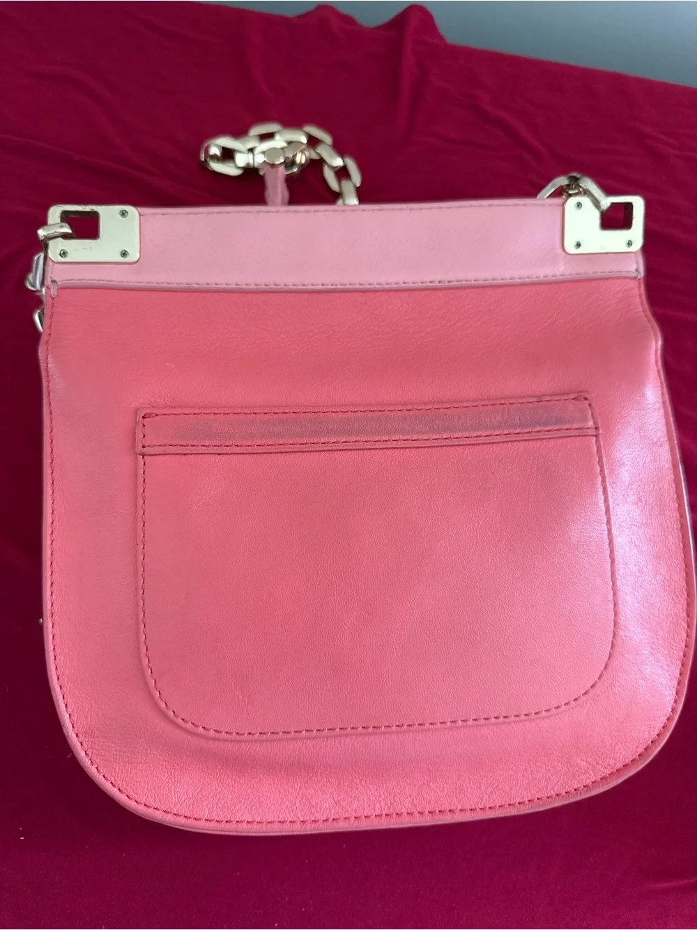 Tory Burch Pink Leather Shoulder Bag with Gold Chain Strap